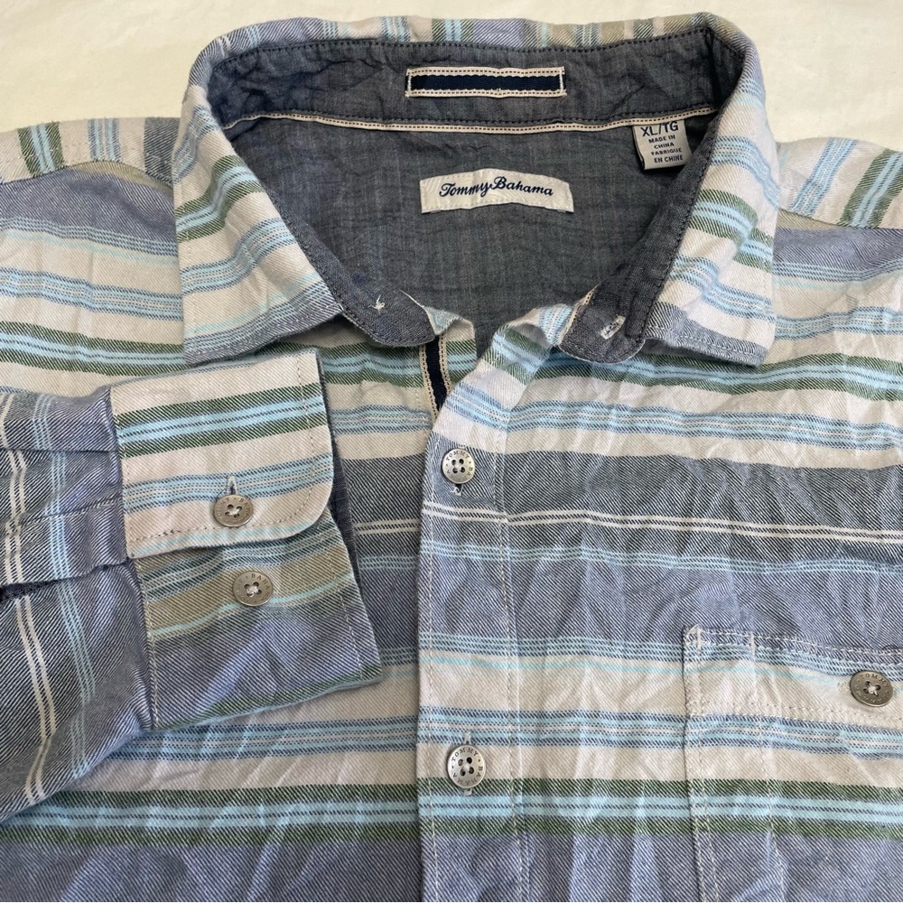 Tommy Bahama Men’s Multicolor Striped Casual Shirt Long Sleeve Heavyweight XL